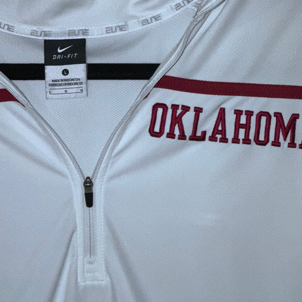 Nike Dri-FIT Elite Oklahoma Sooners Mens Large White Quarter Zip Pullover